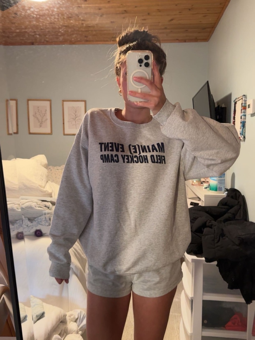 Made Event Hello Hockey Camp Gray Crewneck Sweatshirt